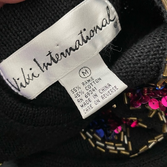 VICKI INTERNATIONAL sequin bedazzled vintage sweater glam granny party MINT sz M - Picture 8 of 13